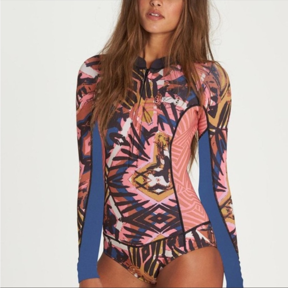 Billabong Salty Days Tribal Surf Capsule Spring Wetsuit Swimsuit 6 Long Sleeve
